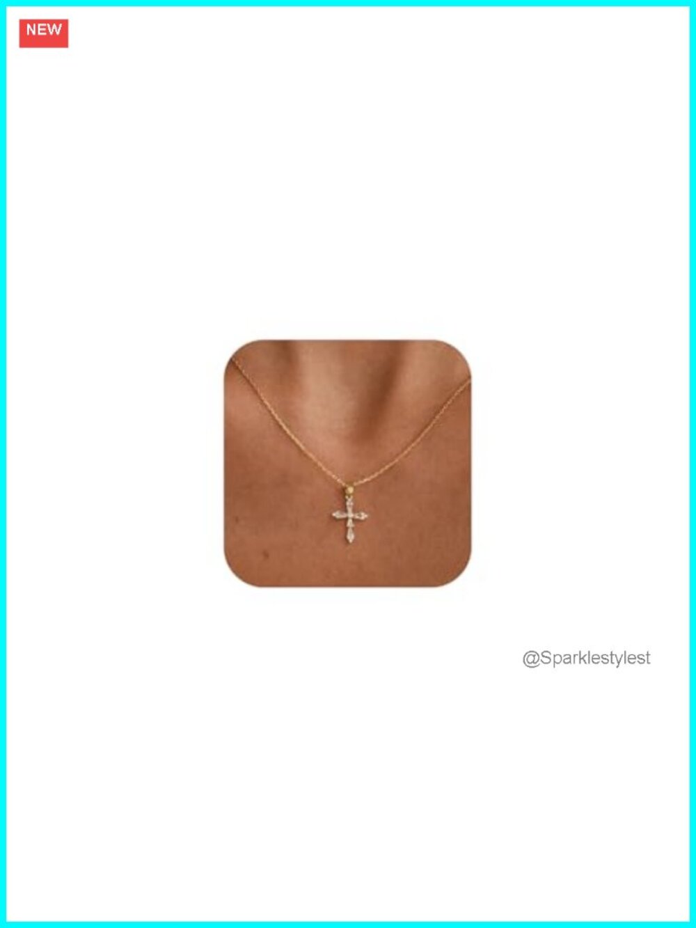 Dainty Gold Plated Cross Pendant Necklace Adjustable 16.5 in Women Jewelry